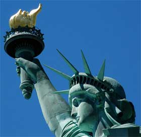 How many spikes are on the Statue of Liberty?